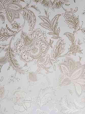 Шпалери флізелінові еко Rasch Sophia 0.53х10 рослинний принт квіти листя золотисте на бежевому 3д Київ