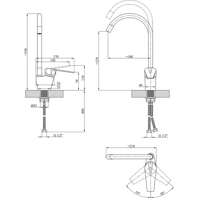 Смеситель Kroner Odra-C032GRA (CV023772) Винница - изображение 7