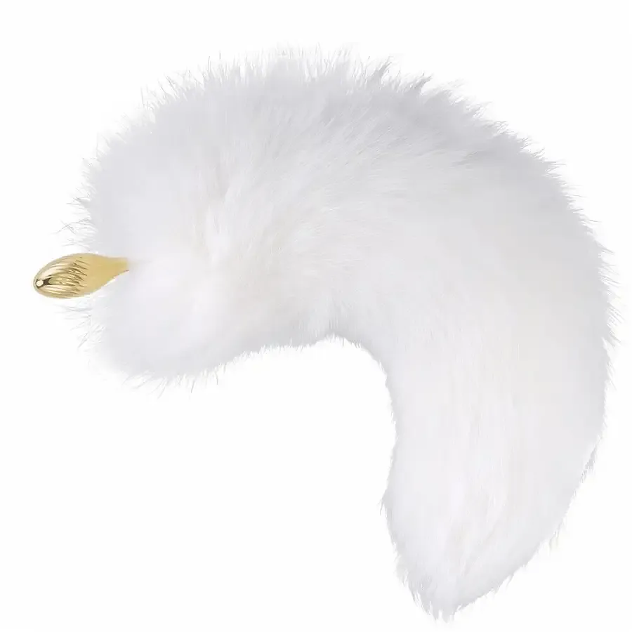 Металева анальна пробка Лисячий хвіст LOCKINK SEVANDA White Fox-Tail Anal Pear-shape Plug Львів - фото 1