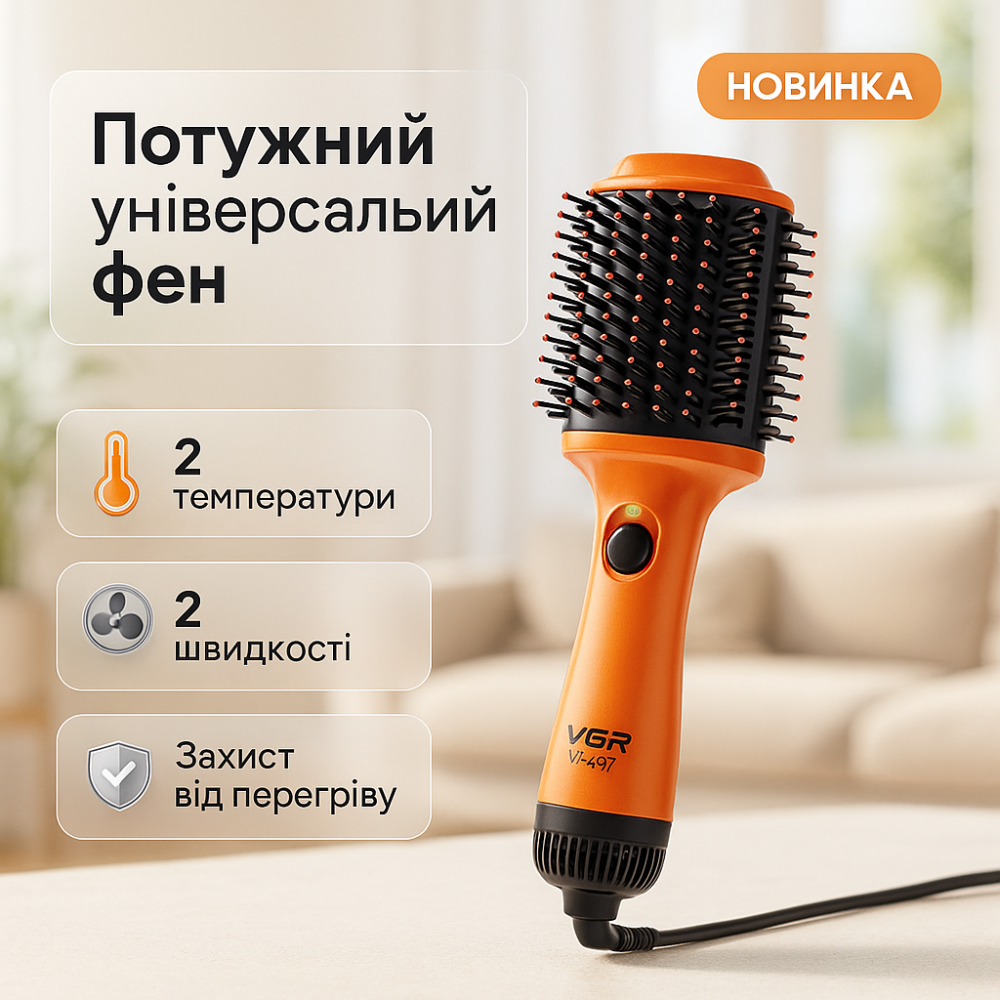 Портативный фен для укладки волос VGR V-497, Выпрямитель для волос профессиональный WB-11 Львов - изображение 10