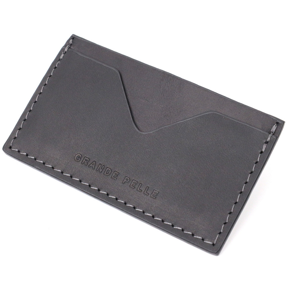 Практичний кард-кейс із натуральної шкіри GRANDE PELLE 11665 Чорний Київ - фото 1