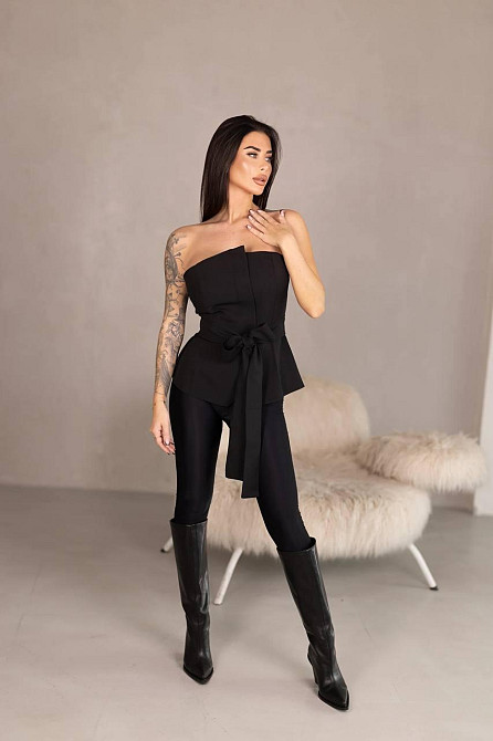 Женский стильный привлекательный корсет из плотной ткани креп костюмка чорний, 44/46 Одесса - изображение 6