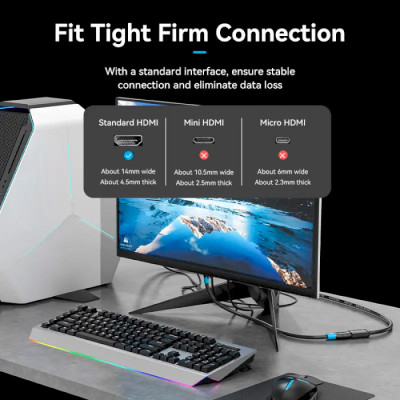 Кабель HDMI M - F (подовжувач), 2.0 м, V2.0, 4K 60Hz PVC Vention Винница - изображение 9