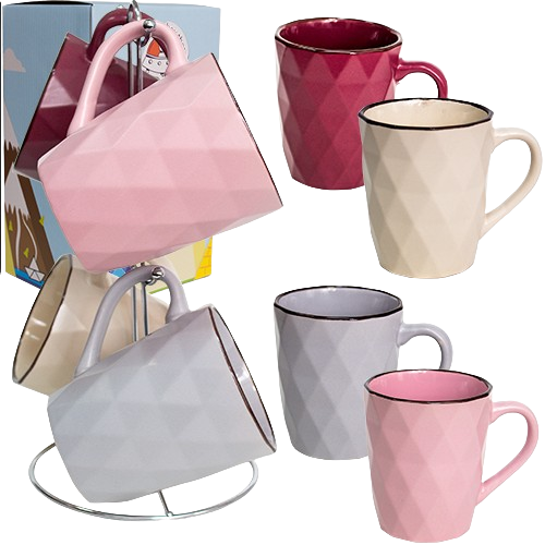 Набір чашок Грані 4 предмети 350мл на металевій стійці 021-04-11 S&T Житомир - фото 2