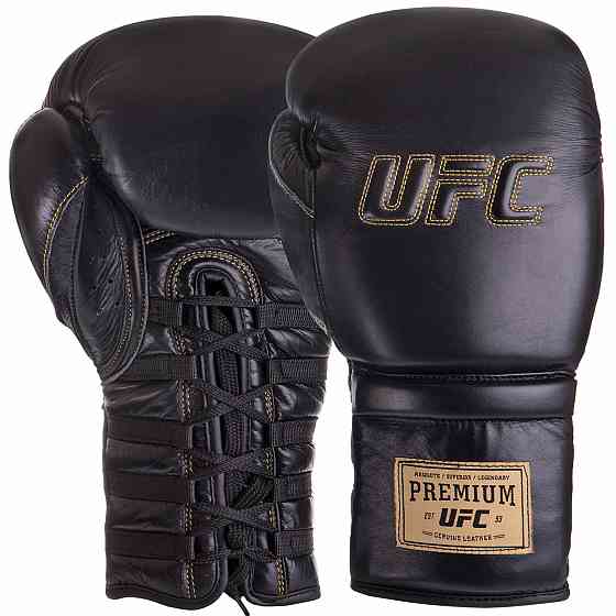 Рукавиці боксерські шкіряні на шнурівці UFC PRO Prem Lace Up UHK-75047 18 унцій Рукавички для боксу та єдиноборств Київ