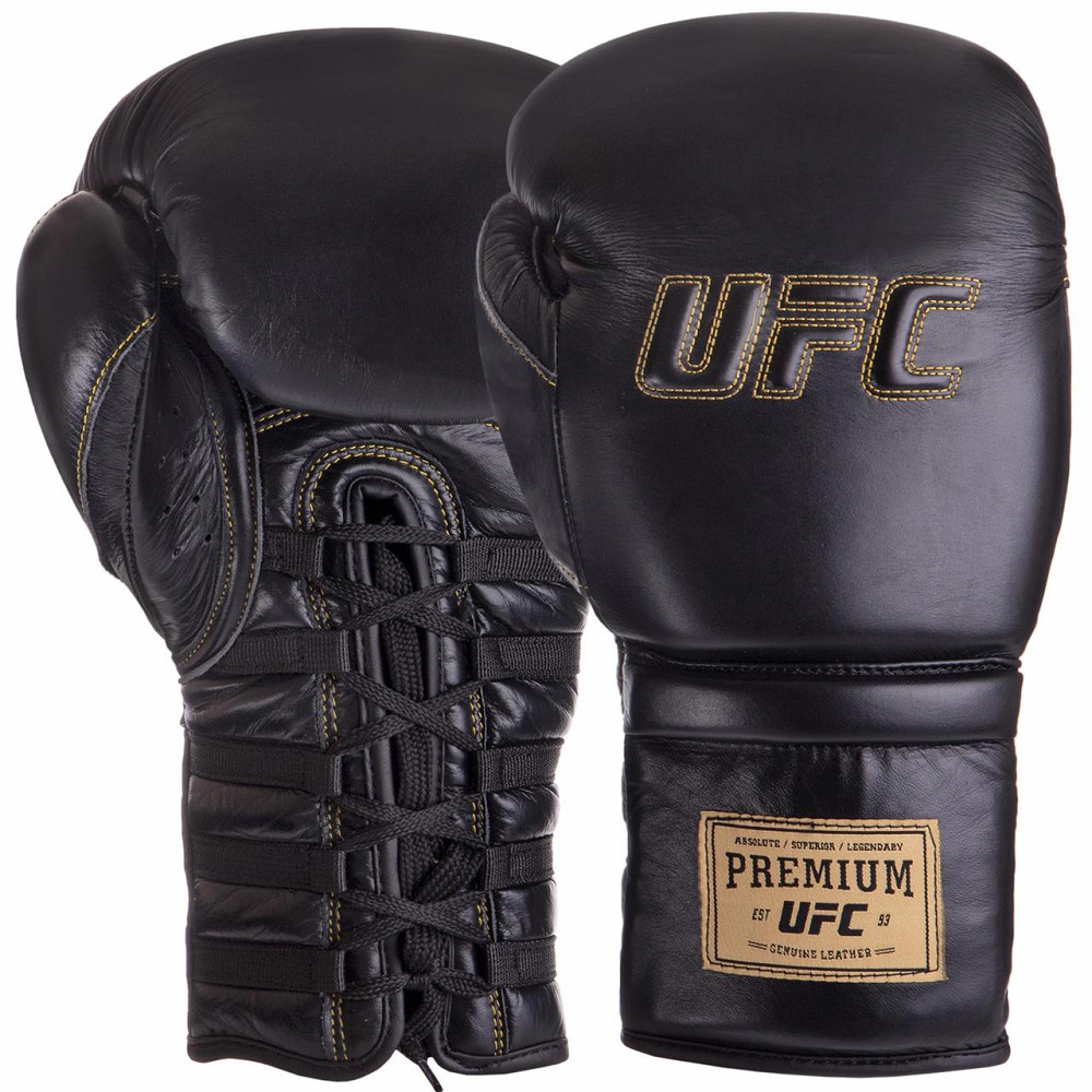 Рукавиці боксерські шкіряні на шнурівці UFC PRO Prem Lace Up UHK-75047 18 унцій Рукавички для боксу та єдиноборств Київ - фото 1
