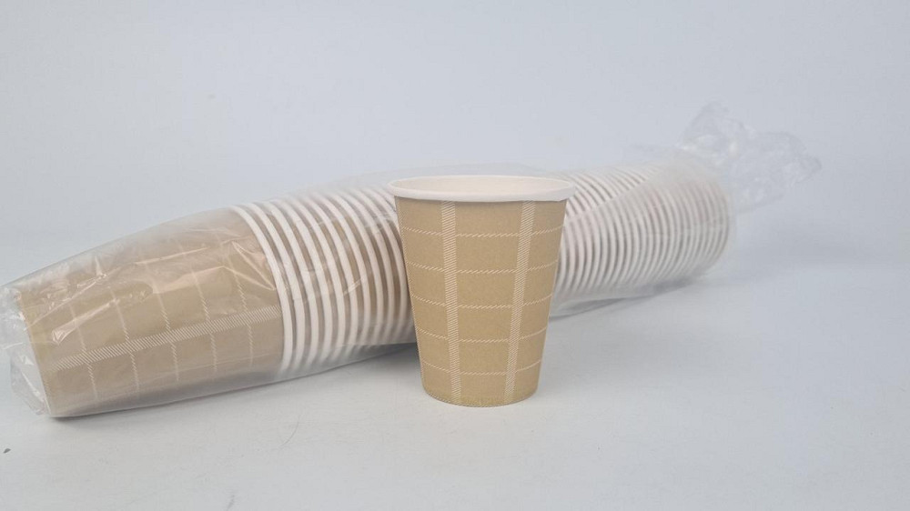 Стакан  бумажный 175мл Юнита клетка бежевая h7 (50 шт) Харьков - изображение 1