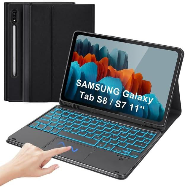 Фирменный чехол-книжка ROOFEI с Bluetooth клавиатурой для планшета Samsung Galaxy Tab S8 2022/ S7 2020 11 дюймов Днепр - изображение 1