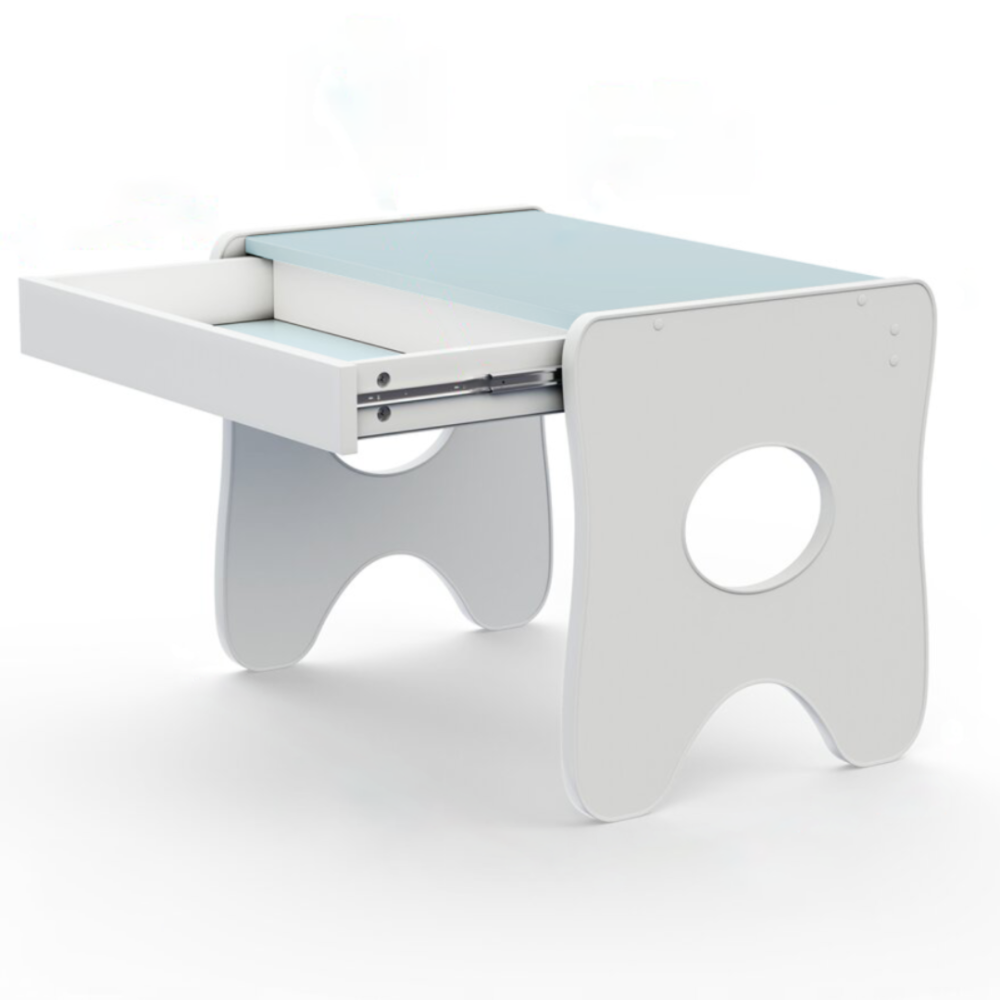 Удобный столик в детскую комнату 70×45×51, детский игральный стол с ящиком, белый с голубым Каменское - изображение 1