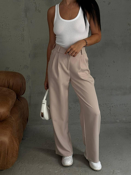Жіночі базові штани палаццо костюмка Бежевий, 46/48 Одеса - фото 7