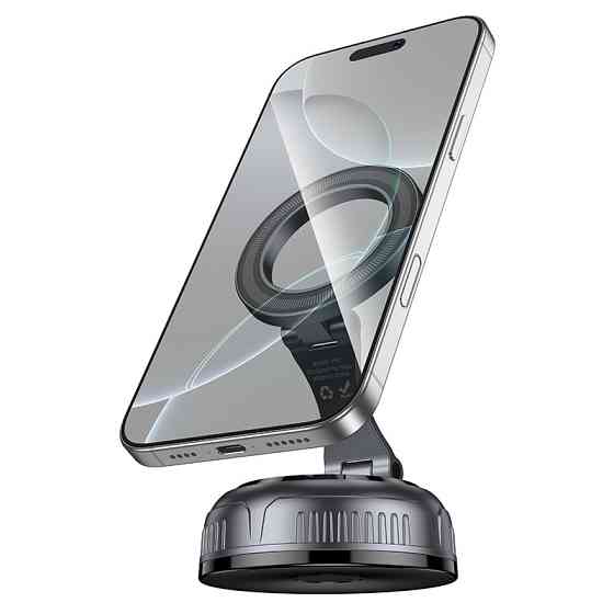Автотримач для телефона HOCO H92 High vacuum suction cup magnetic holder(universal) Black Metal Gray Одеса