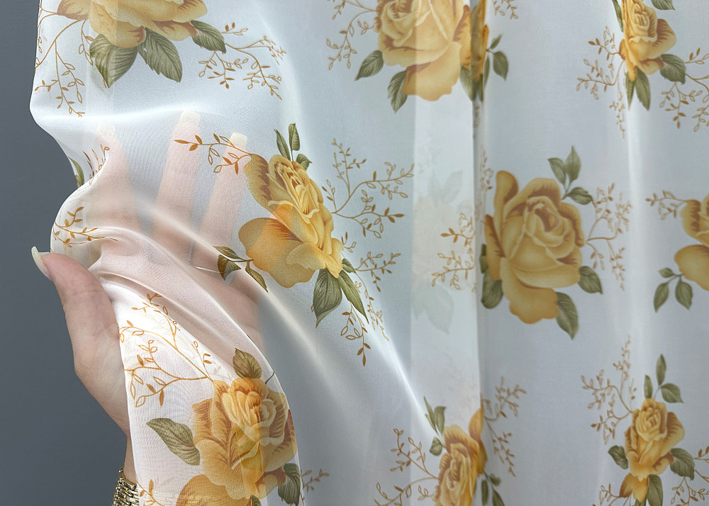 Тюль VR-Textil 1807т Шифон з принтом Білий з помаранчевим 400х270 см (42-0987) Київ - фото 4