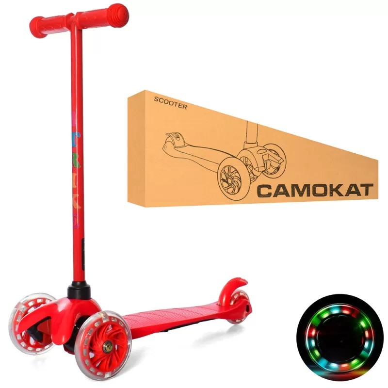 Самокат детский трехколесный iTrike Mini BB 3-013-5-R со светящимися колесами, Красный Каменец-Подольский - изображение 2