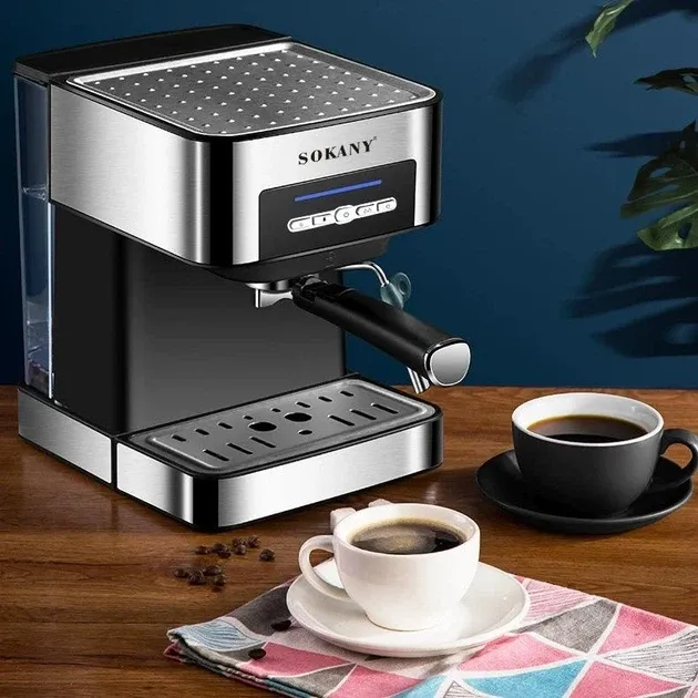 Рожковая кофеварка эспрессо Sokany SK-6862 850 Вт: кофемашина с капучинатором, 1.6 л, бойлер, двойной фильтр Одесса - изображение 1