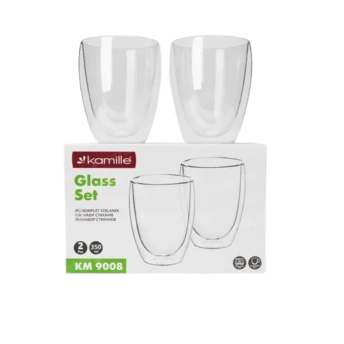 Набір склянок 2шт 350мл з подвійними стінками скло 9008 KAMILLE Житомир