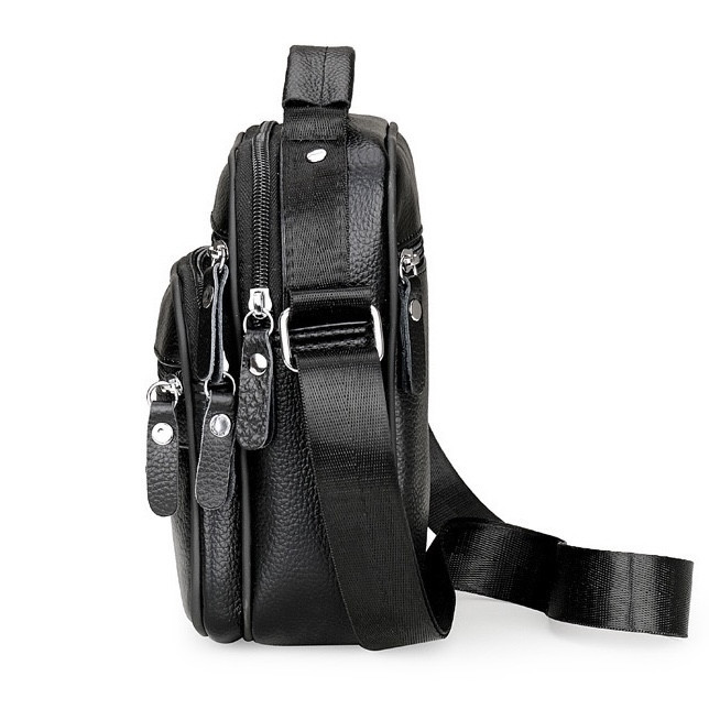 Мужская кожаная барсетка через плечо 17х21х9, мессенджер с ручкой Bexhill Bx-54551 черная Киев - изображение 8