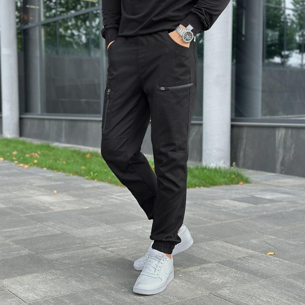 Штани карго чоловічі весняні з кишенями чорні Pobedov Papin Brodyaga Київ - фото 6