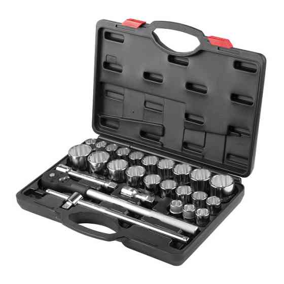Набір інструментів, проф., 3/4", Cr-V, 26 од., головки: 22-50 мм і 7/8"-2", кейс INTERTOOL ET-6026 Київ