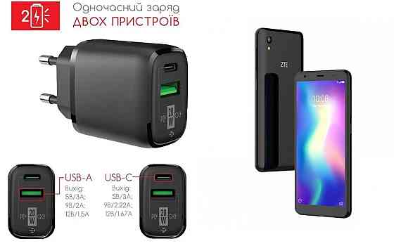 Сетевое зарядное устройство для ZTE Blade A5 2019, Blade A5 2020, 20W 3A, Quick Charge 3.0 Киев
