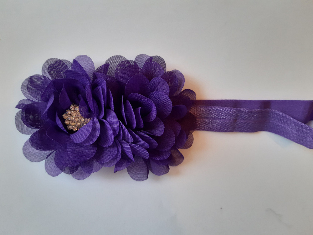Детская фиолетовая повязка с цветком - размер универсальный (на резинке), цветок 10см Киев - изображение 1