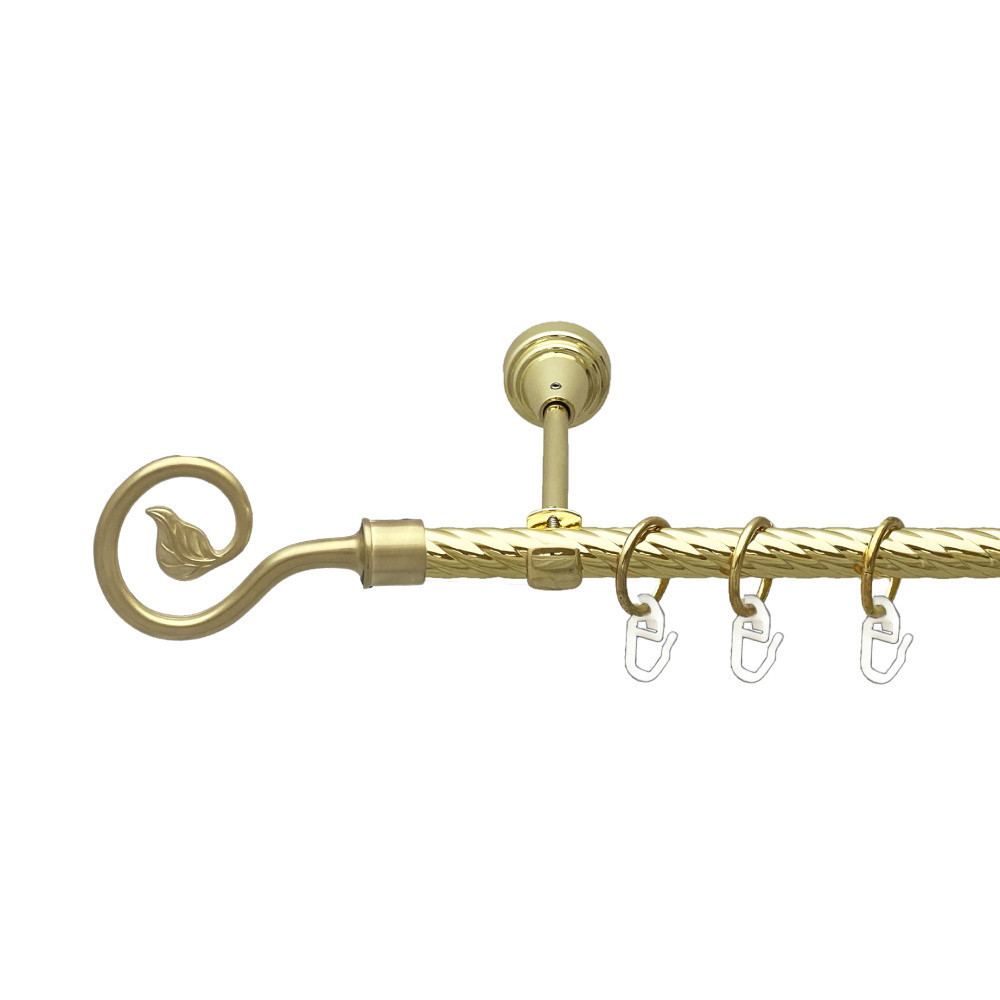 Карниз Orvit Лукка металевий однорядний відкритий скручена труба кільце металеве Золото 16 мм 160 см Львов - изображение 1