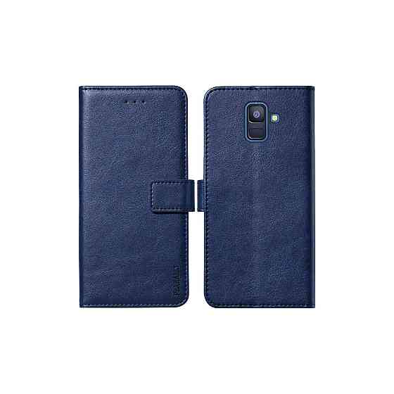 Чохол для телефону кейс гаманець Peakally Samsung Galaxy A6 2018 синій PU шкіра TPU підставка слоти для карт магніт Київ
