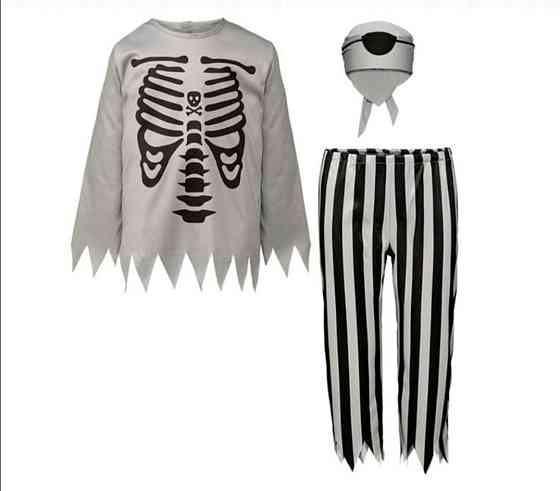 Дитячий костюм Пірат для вечірки на Хелловін футболка з довгим рукавом, штани, бандана розмір S 4-6 років сірий Київ