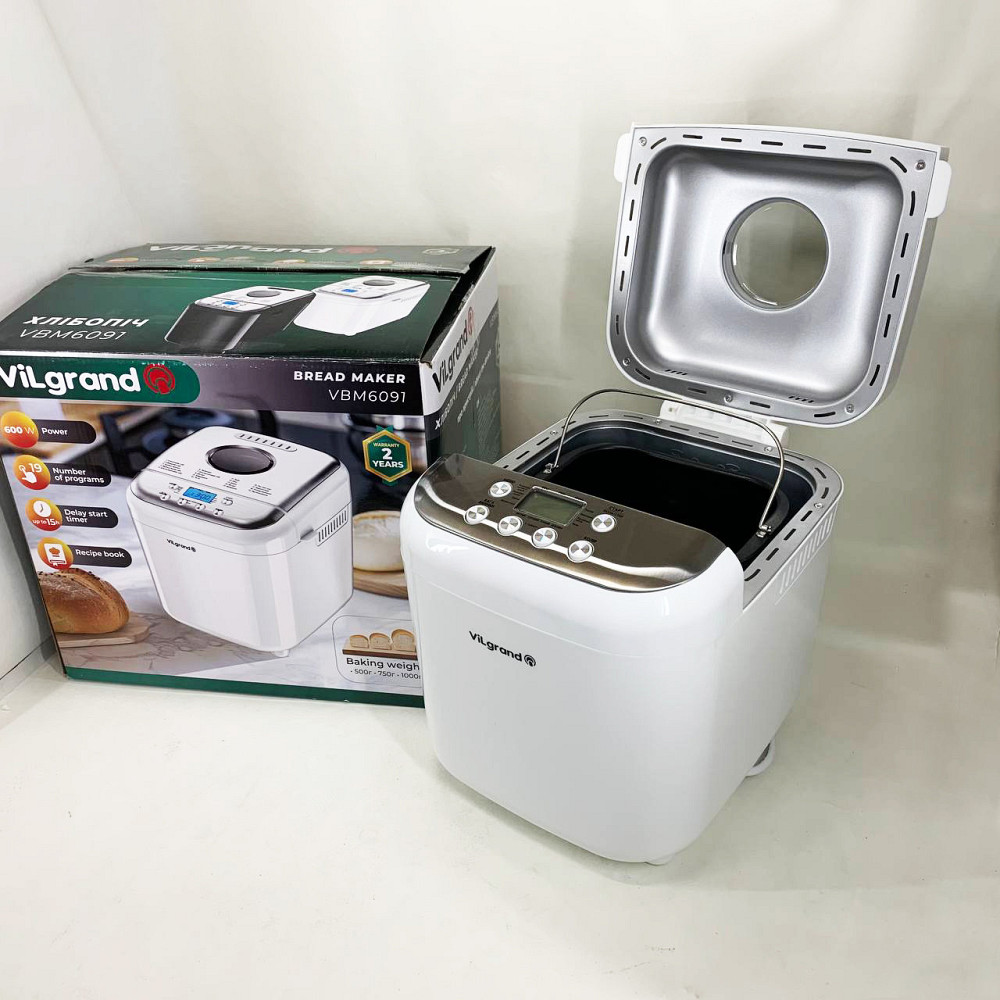 Настільна хлібопічка для дому ViLgrand VBM6091 600 Вт, 19 програм, Хлібопічка з РК-дисплеєм AJ-15 Київ - фото 9