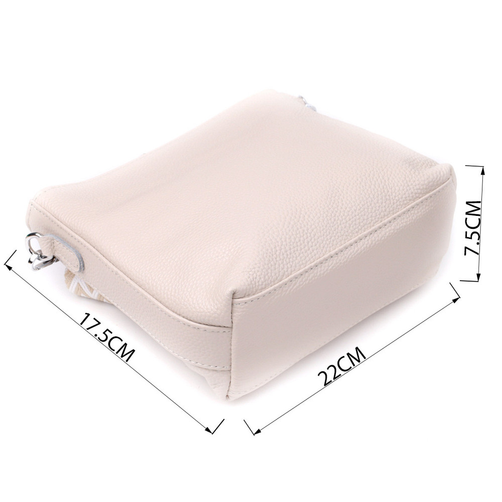 Повседневная плечевая сумка из натуральной кожи Vintage 22915 Белый Киев - изображение 3