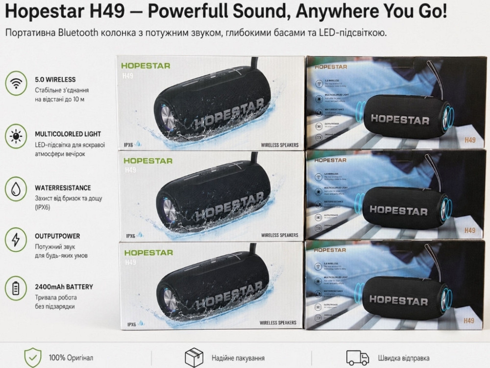 Колонка HOPESTAR H49 10W Bluetooth TWS IP5X Харьков - изображение 1