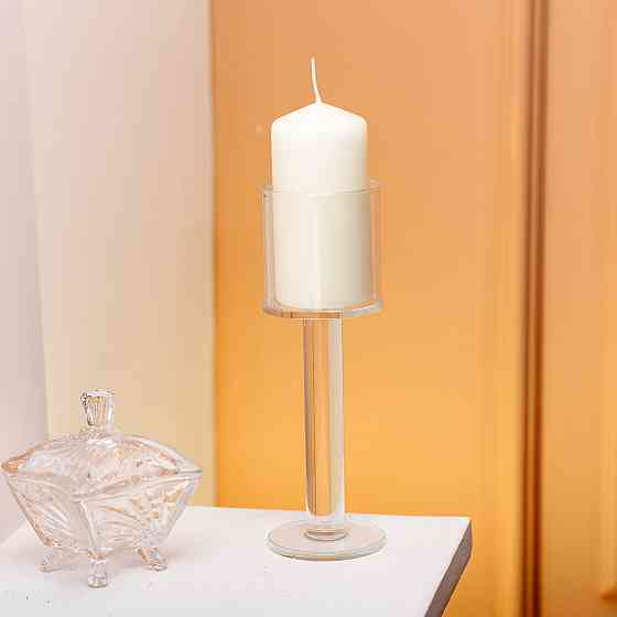 Підсвічник скляний на високій ніжці 6×18.5 см підсвічник келих декоративний прозорий Київ