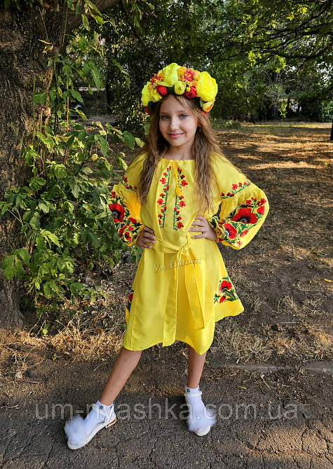 Платье вышиванка желтая с маками для девочки Кривой Рог - изображение 7