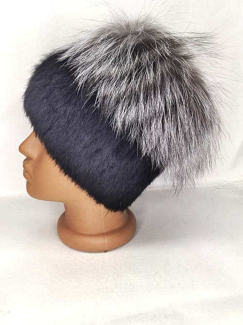 Шапка хутряна жіноча Мерлін з чорнобуркою Чорний Харків - фото 6