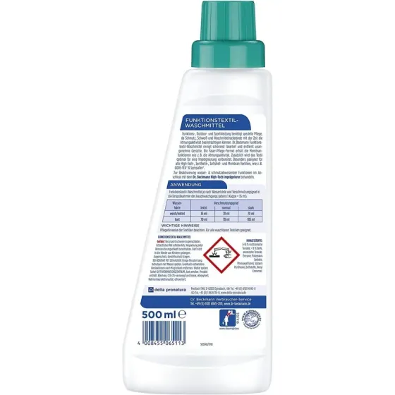 Средство для стирки спортивной и верхней одежды Dr. Beckmann Funktionstextil-Waschmittel 500 ml Львов