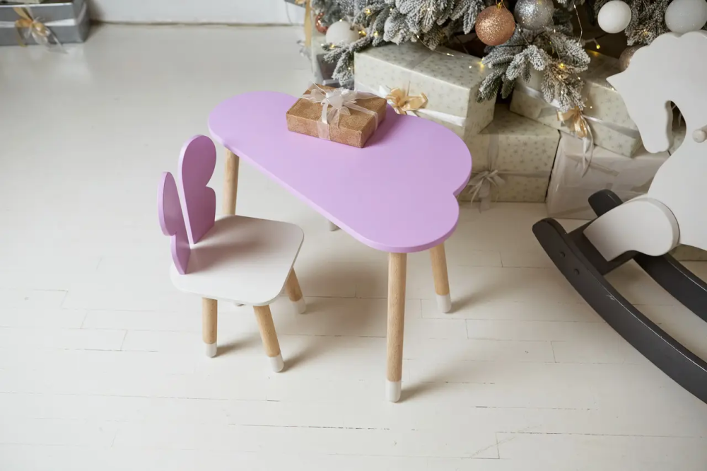 Детский столик Облачко для учебы и игр (Фиолетовый) и стульчик Бабочка (Фиолетовый с белым) Винница - изображение 3