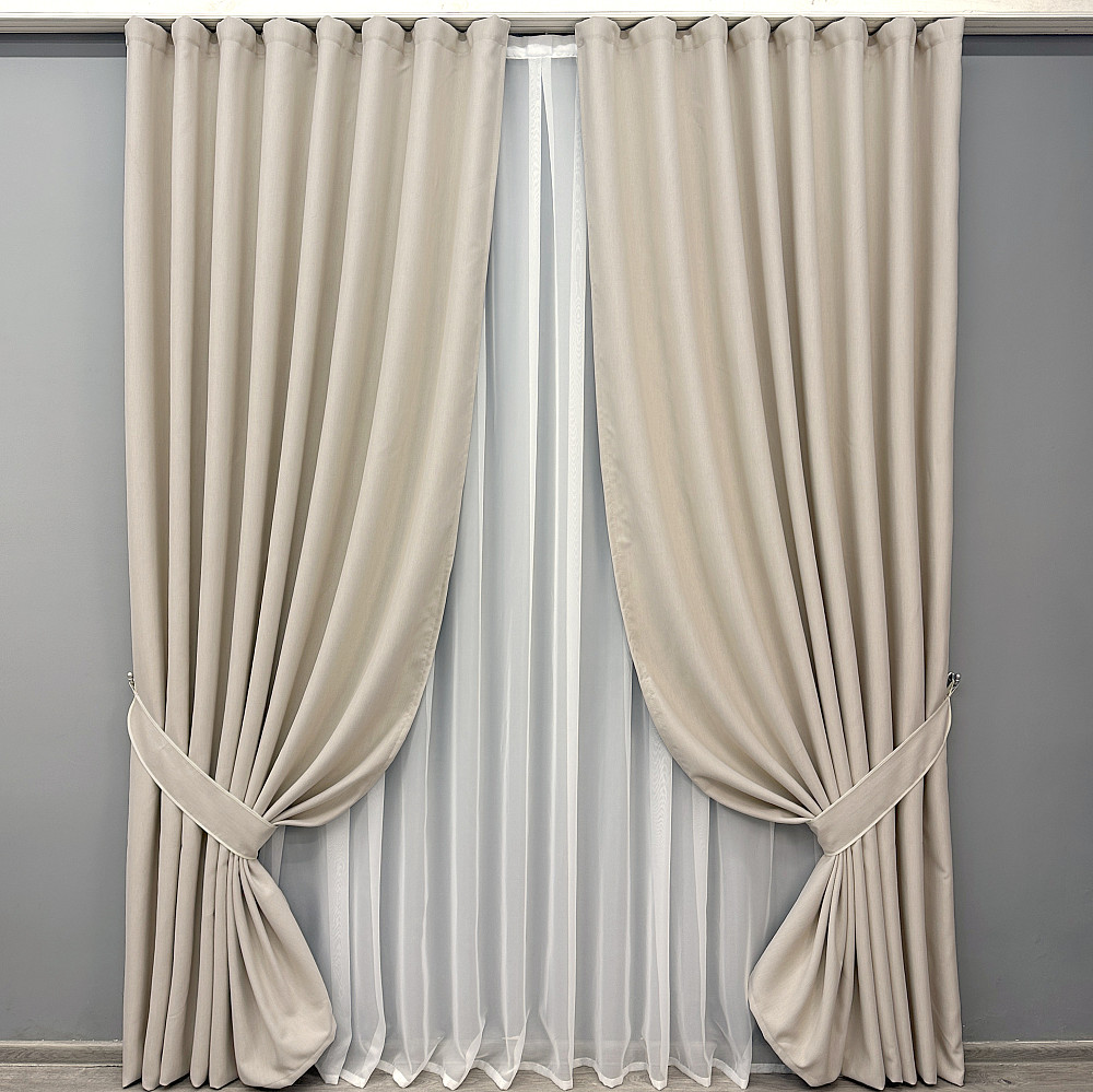 Комплект штор VR-Textil Блекаут двосторонній Scandi № 1904ш Бежевий 150х270 см 2 шт (33-0937) Київ - фото 2