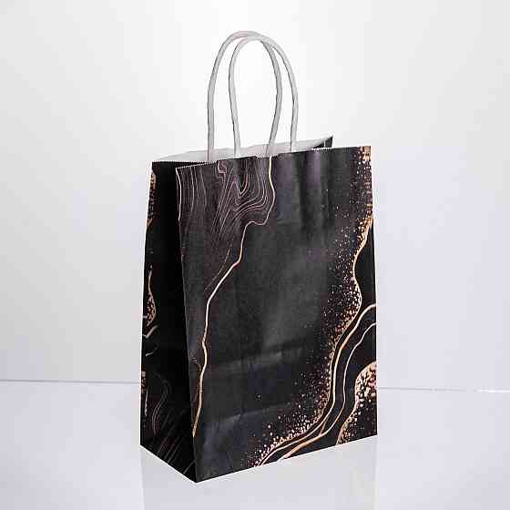 Набір подарункових пакетів з паперу 12 (шт.) картонні гарні пакети для подарунків 15×8×21 (см) Чорний HP-10359-22B Коломия