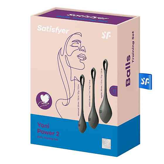 Набір йоні намистин Satisfyer Yoni Power 2 Black, діаметр 2-2,5-3см, маса 22-44-73 г Sex Aura Київ