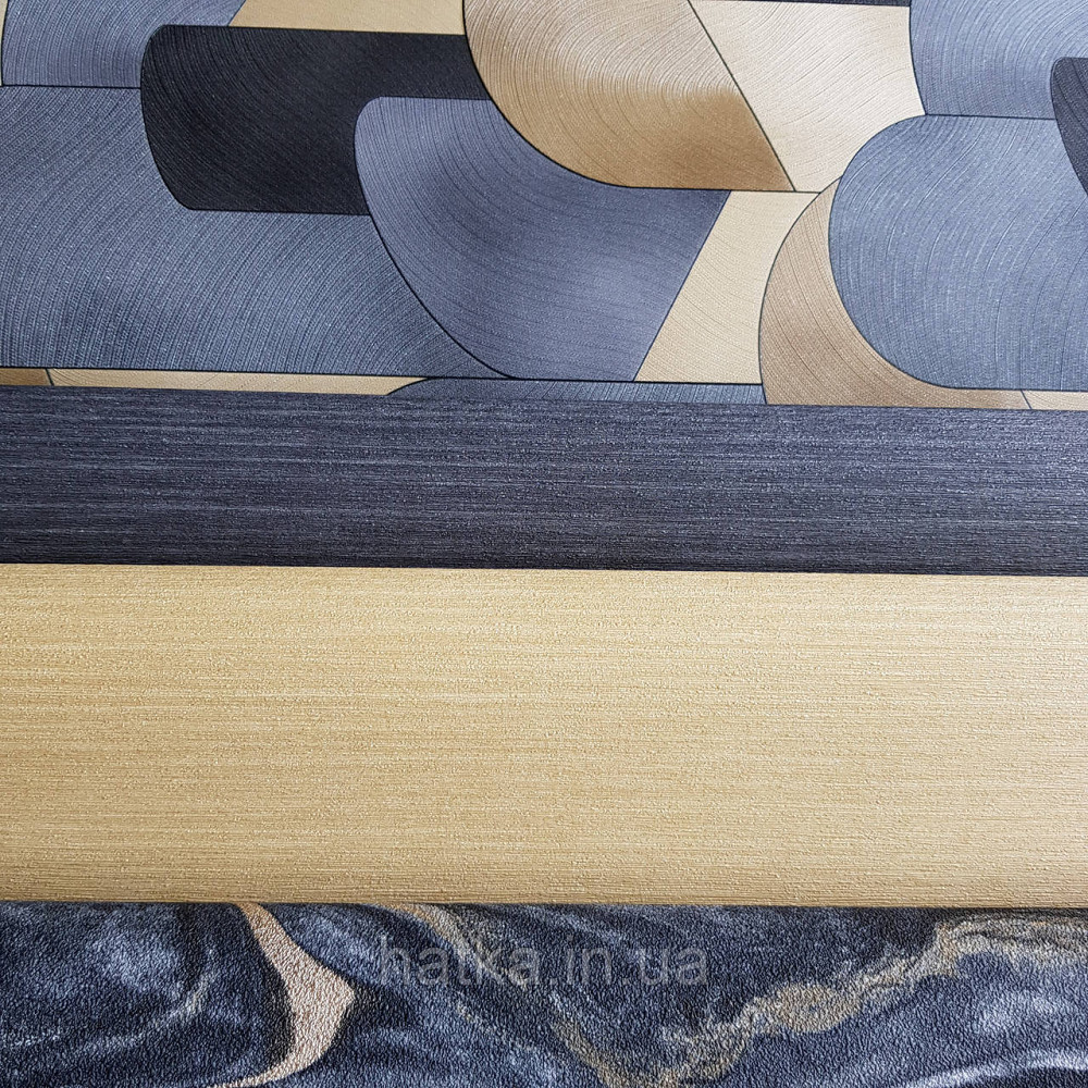 Шпалери метрові вінілові на флізелін дизайнерські Erismann Elle геометрія абстракція чорні жовті золотисті Київ - фото 2