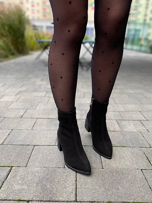 No brend Стильні замшеві черевики жіночі демісезонні весна-осінь чорні на стійкому каблуці р. 3 Коломия - фото 5