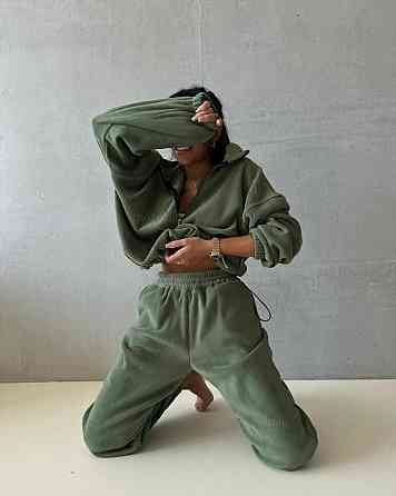 Жіночий теплий костюм-двійка: кофта та штани двосторонній фліс «Полар» Хакі, 50/52 Одеса