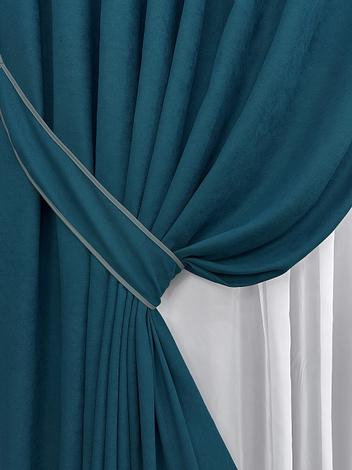 Комплект готових штор VR-Textil Мікровелюр Petek № 1494ш Смарагдовий 200х290 см 2 шт (32-341) Київ - фото 5