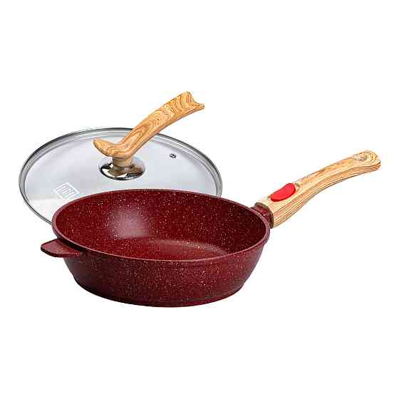 Алюмінієва глибока сковорода (2,8 л) зі скляною кришкою Ø 26 см Червоний MGC HP-4-464R Коломия