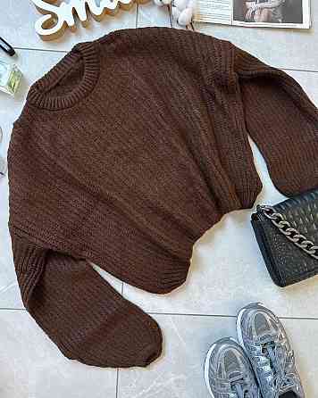 Жіночий повсякденний светр універсального крою машинне в'язання Шоколад Одеса
