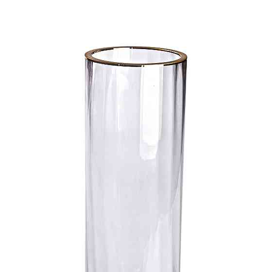 Декоративна скляна ваза для квітів із золотою окантовкою 29,5 см. HP-1708 Коломия