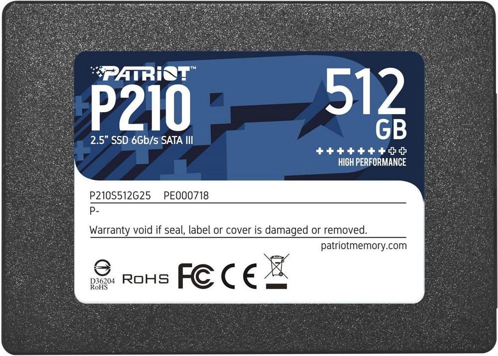 SSD диск накопичувач Patriot P210 512GB 2.5" 7mm SATAIII 3D QLC P210S512G25 Одеса - фото 1