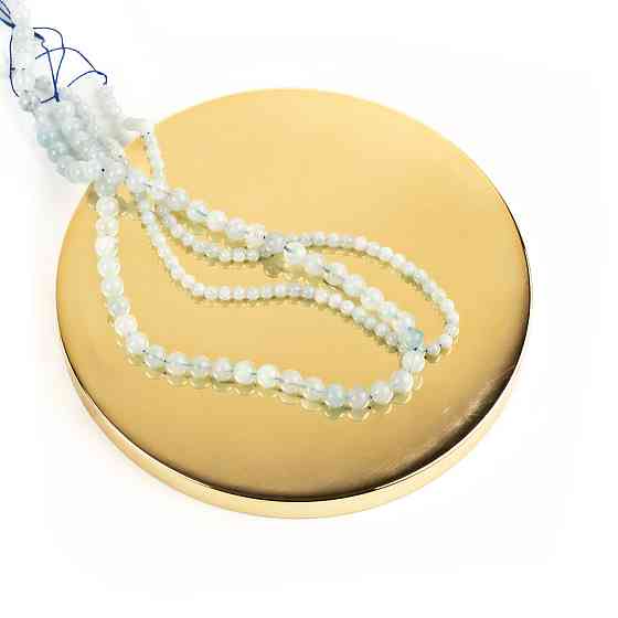 Аквамарин натуральний камінь для браслетів та підвісок намистини для рукоділля на нитці 39-41 см діаметр 6 мм Кам'янець-Подільський