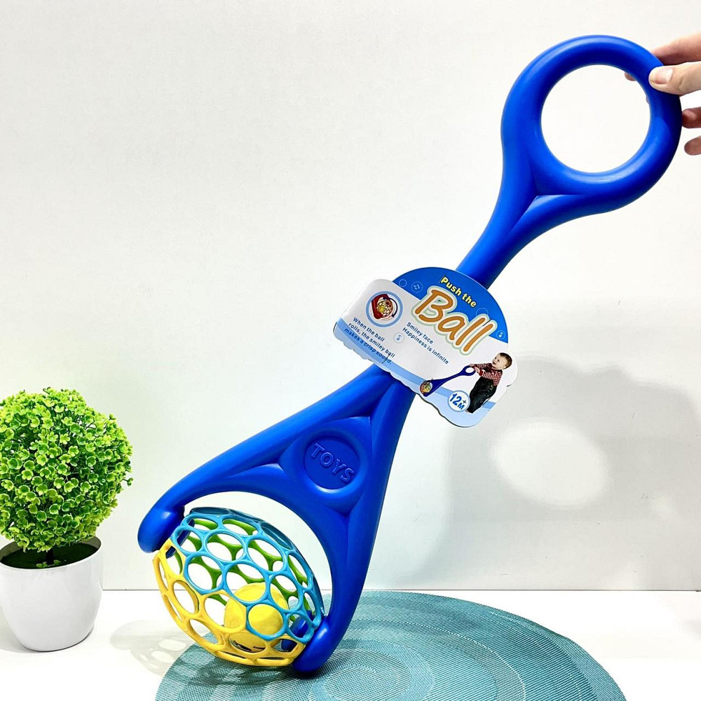 Каталка на палиці іграшка-каталка з кулею брязкальцем Синя (3502) Чернігів - фото 6