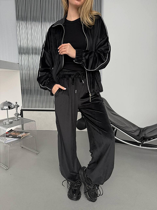 Женский стильный повседневный велюровый костюм двойка Одесса - изображение 5