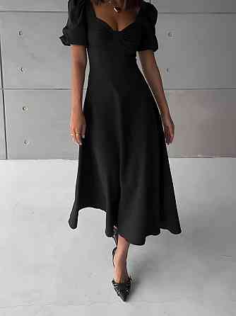 Жіноче романтичне приталене мідіплаття Чорне Одеса